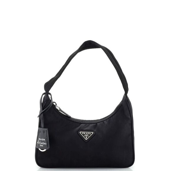 Prada Handbags - Prada Re-Edition 2000 Hobo Tessuto Mini Black